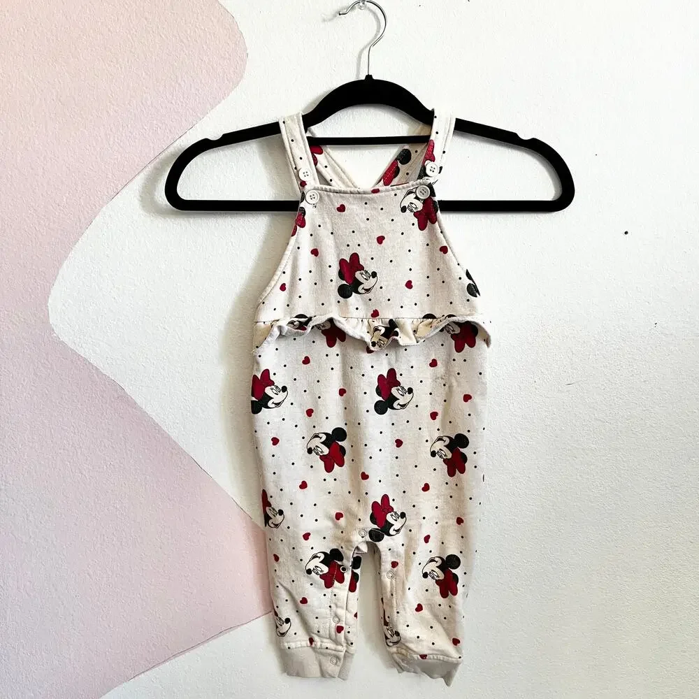 Disney Minnie Mouse Ruffle Jumpsuit 24M Cartoon Whimsical Vintage Inspired